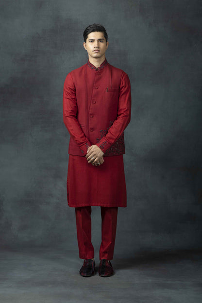 Red Placement Waistcoat Set