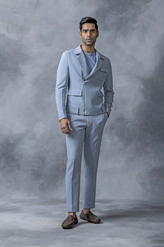 Sky Blue Patch Pocket Blazer Set