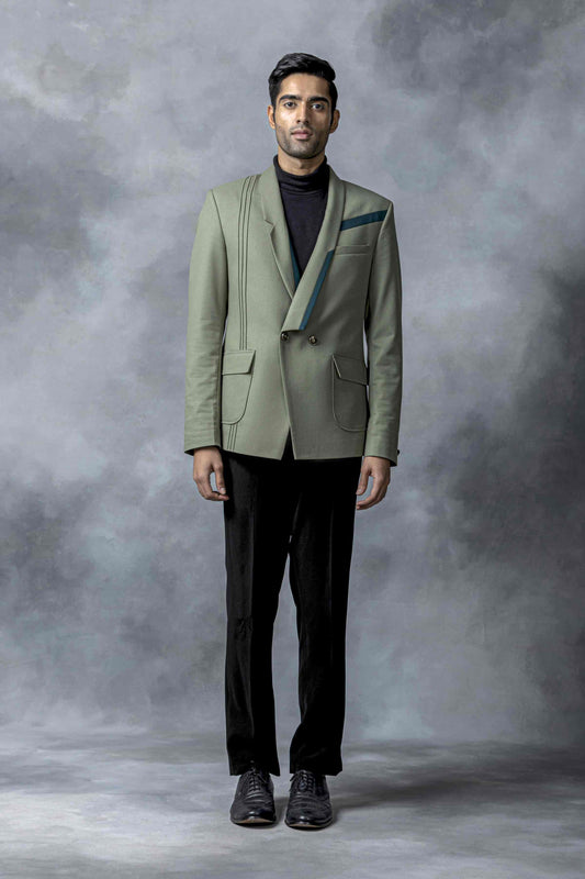 Green Pintuck Blazer
