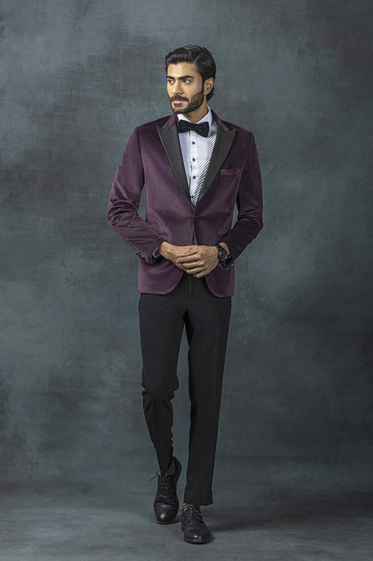 Purple Tuxedo With Satin Detailing