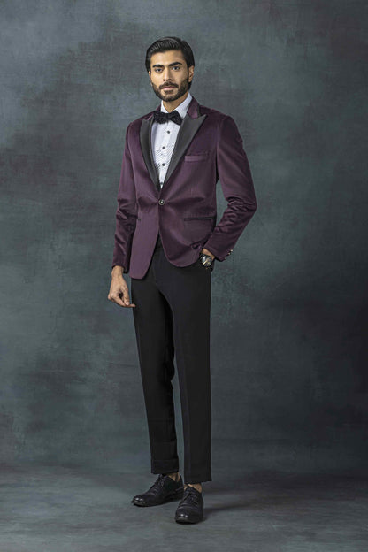 Purple Tuxedo With Satin Detailing