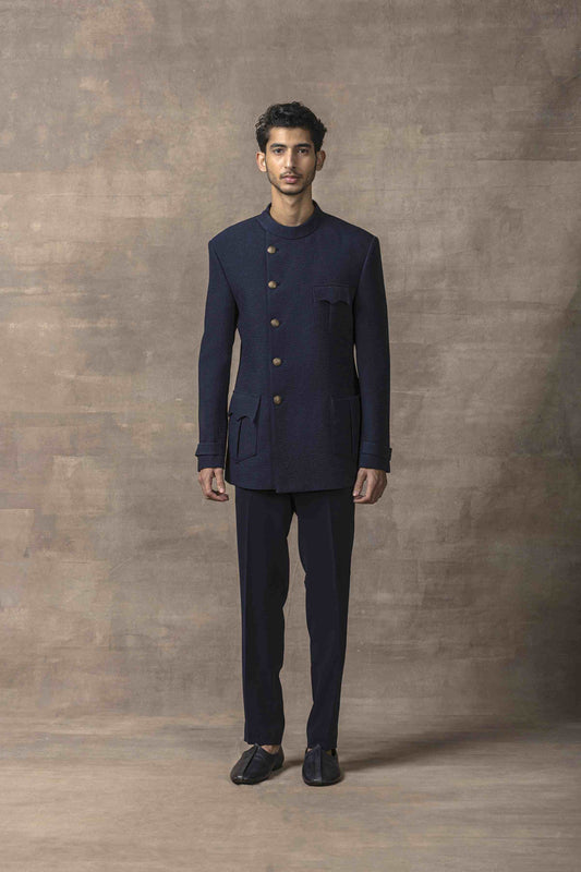 Navy Patch Pocket Bandhgala Set