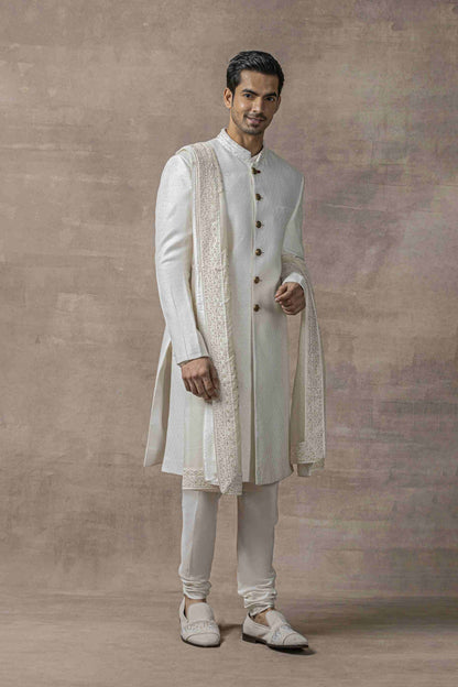 Off White Self Sherwani