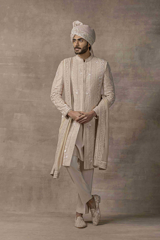 Dusty Rose Sherwani With Thread Work