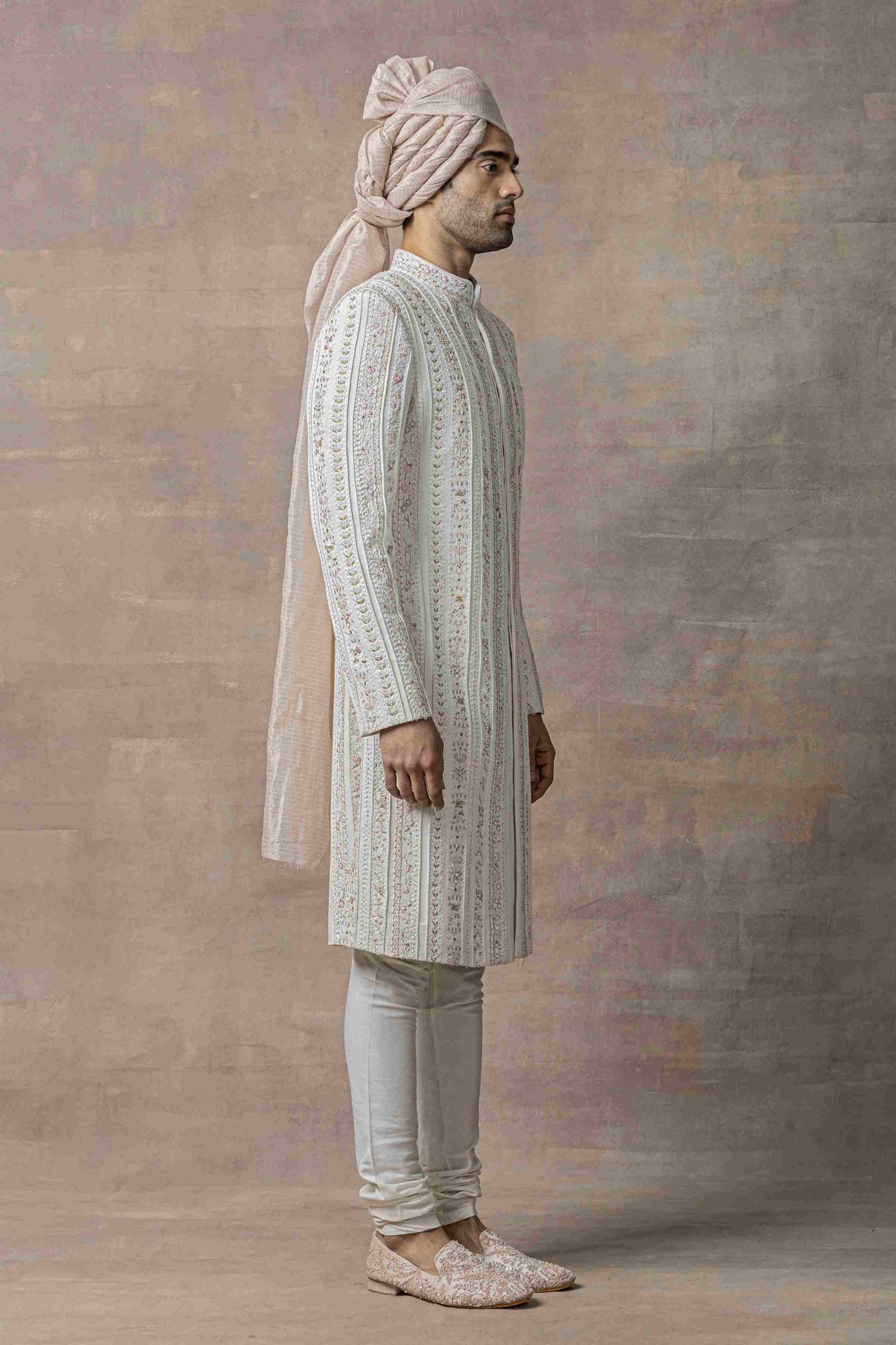 Ivory Sherwani Highlighted With Thread And Pearl Work