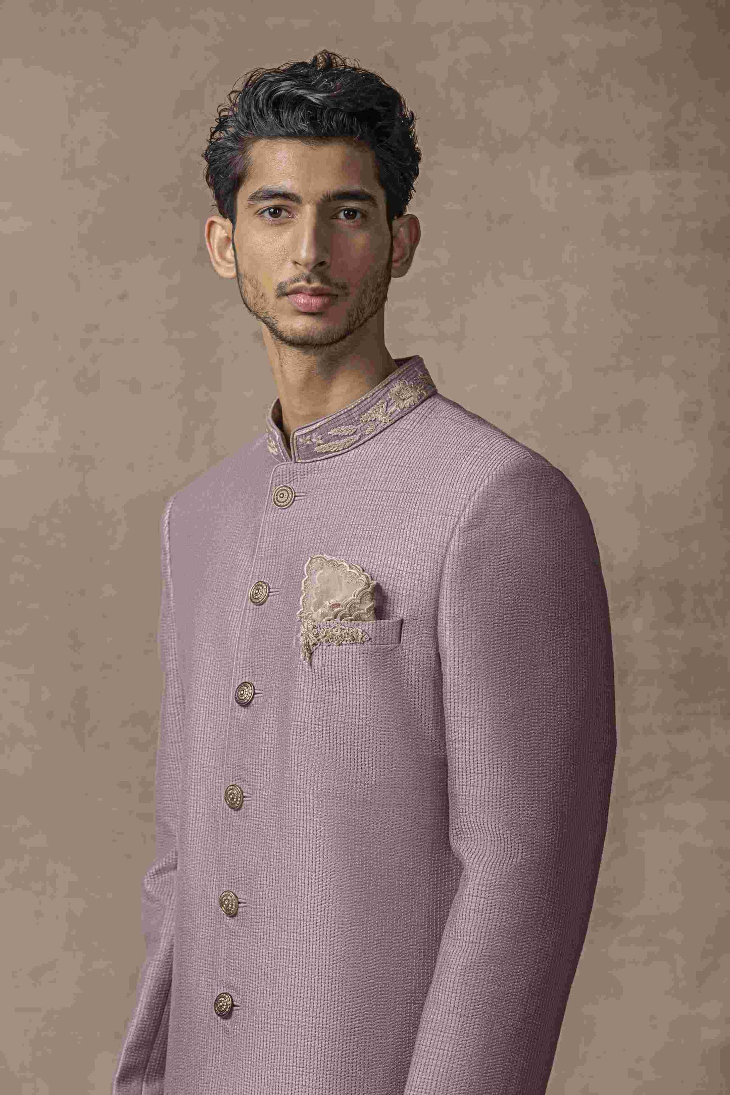 Dhagai Lavender Sherwani Highlighted With Thread