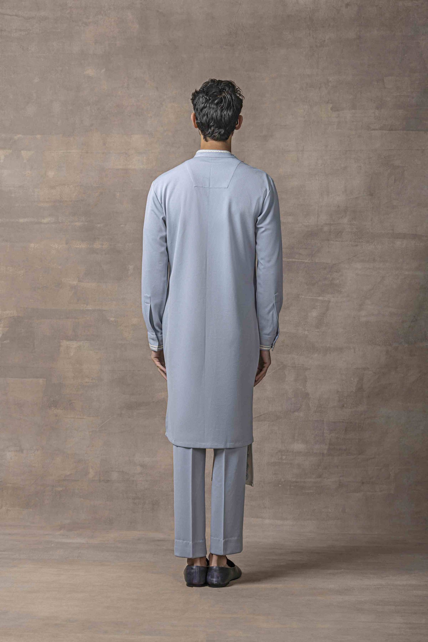 Grey Applique Work Kurta Set