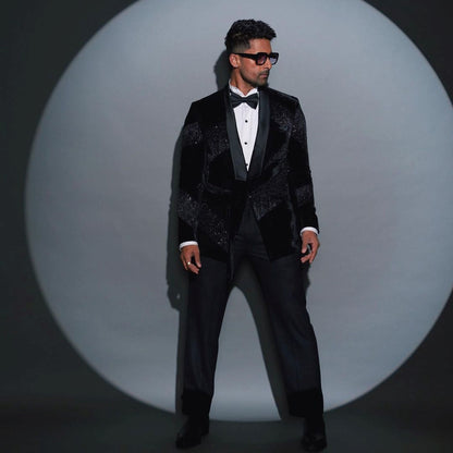 Black Tuxedo Highlighted With Sequin Embellishment