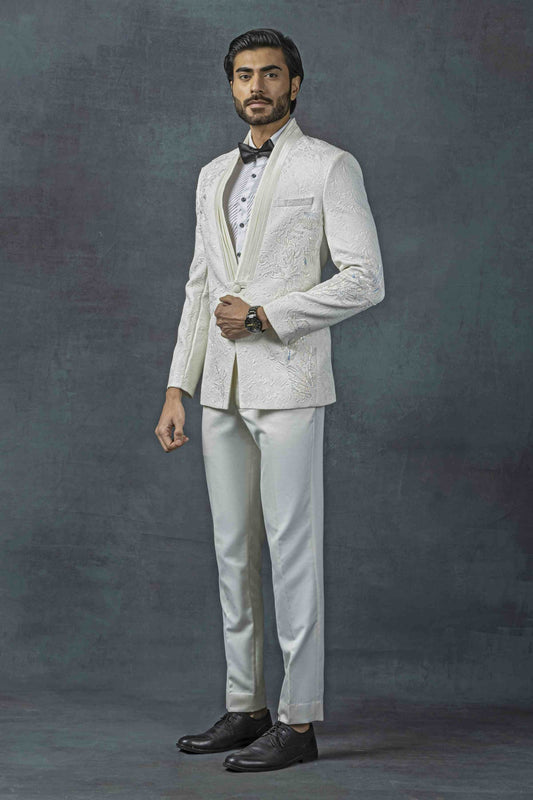 Off White Jacquard Tuxedo