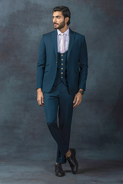 Teal Two Buttoned Suit